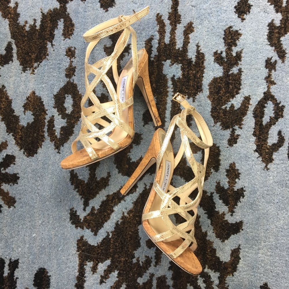 WORN TWICE Jimmy Choo Delhia Gold Cutout Sandal